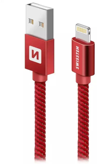 Kabllo USB Lightning Swissten Textile 2m, 3A, 480 Mb/s, gri
