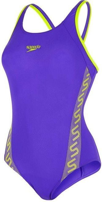 Rroba banje për femra Speedo Monogram Muscleback Endurance +, 34, vjollcë / verdhë