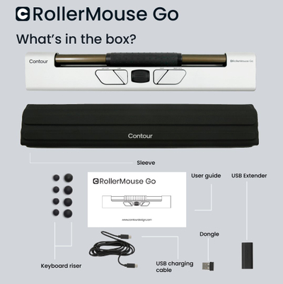 Maus ergonomik Contour Design RollerMouse Go me Dock, pa tela, kompakt, gri