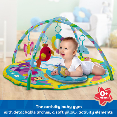 Dyshek loje për foshnja Kids Hits Zoo Friends Activity Gym, me harkë dhe lodra interaktive, shumëngjyrësh