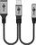 Adaptori audio Goobay 74524, USB C në 3.5 mm dhe USB C, karikim i shpejtë, kabllo me pëlhurë, gri