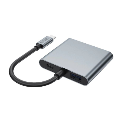 Adapter USB C Tech-Protect HB08, 4 më 1, 2x HDMI 4K 60Hz, gri