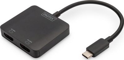 Видео HUB Digitus 2-Port MST, USB-C во 2x HDMI, 4K 60Hz, црн