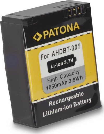 Bateri për kamerë PATONA Pro AHDBT 301, 1180mAh, Li Pol 3.7V, e zezë