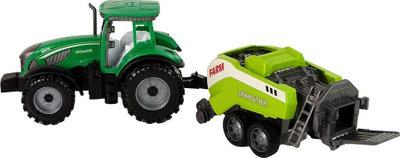 Traktor lodër Leantoys Green Drive, me rimorkio, me mekanizëm fërkimi, i gjelbër