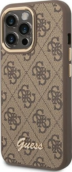 Kapak telefoni Guess për iPhone 14, PC TPU PU, 4G, ngjyrë kafe