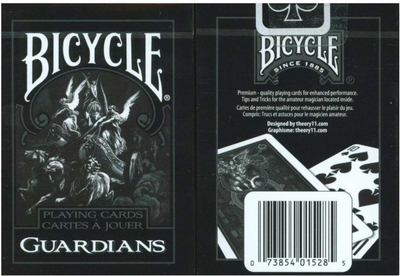 Letra loje Bicycle Guardians, kuvertë pokeri standard, me engjëj, e zezë