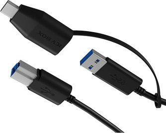 Kabllo USB ICY BOX IB-CB032, USB-A me USB-B me adaptor USB-C, 1 m, USB 3.2 Gen 1, e zezë