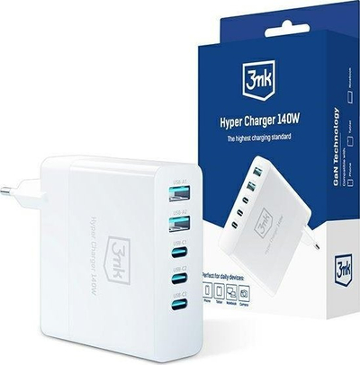 Karikues muri 3MK Car Mobile Phone Charger, 140W, 3x USB C 2x USB, i bardhë