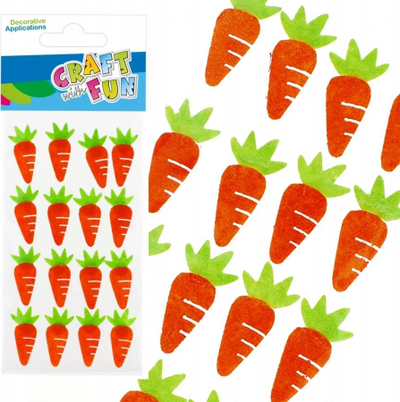 Ornamente dekorative vetëngjitëse prej fetre CRAFT WITH FUN Carrots, set me 16 copë, shumëngjyrëshe