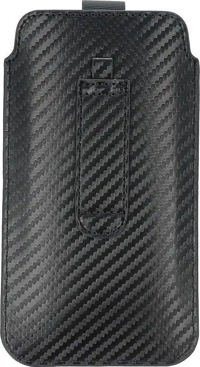 Këllëf universal xhepi Forcell Carbon Model 14 për iPhone 11 dhe XR, me mbyllje PULL UP, ngjyrë e zezë