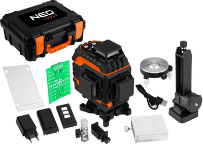 Nivel lazer NEO TOOLS 3D 12 Lines Green, vetënivelues, me aksesorë, jeshil
