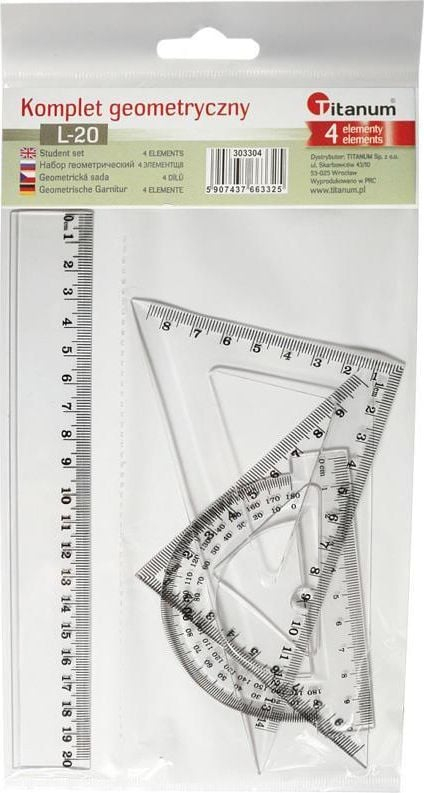 Set gjeometrik Titanum Geometric, 20 cm, 4 pjesë, transparent