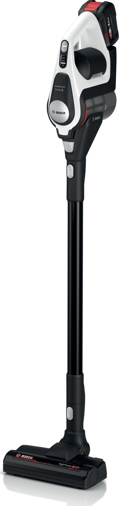 Fshesë pa kabllo Bosch Unlimited Series 8 Gen2 BSS825FRSH, 5.0Ah, me furçë motorike, e bardhë e zezë