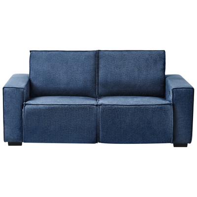 Divan elektrik me recliner, 2 vende, poliestër, blu