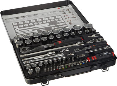 Set çelësa kokë arpioni Würth Zebra, 1/4-1/2", 59copë	