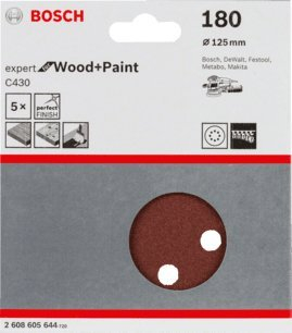 Disk gërryes Bosch Expert C430, 125mm, 180 grit, set 5 copë, i kuq