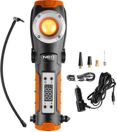 Elektrik dore Neo Tools 4 në 1, 800 lm, me kompresor të futur 10 BAR, i zi