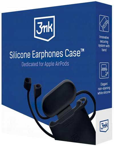Këllëf silikoni 3MK për Apple AirPods 3rd Gen, kapak mbrojtës, i zi