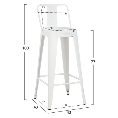 Stol bari me mbështetëse Melita-Pro 42x42x100Hcm (HM8643.41), bardhë