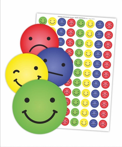 Stikera LearnHow Faces Moods, set me 88 copë, rrethor, shumëngjyrëshe