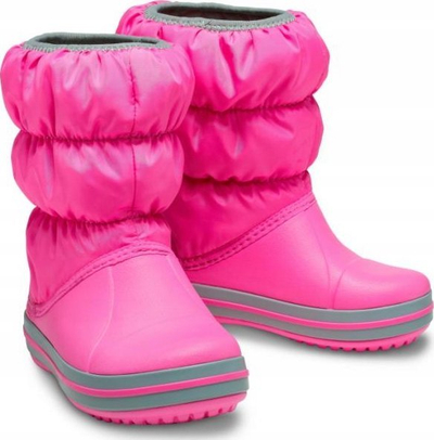 Çizme bore për vajza Crocs Winter Puff Boot Jr 14613-6TR, slip-on, taban gome, rozë