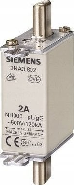 Siguresë NH000 Siemens 3NA3803, 10A, 500V gG, pa izolim