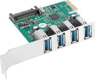 Kartë PCI Express Lanberg PCE-US3-004, 4 porta USB 3.1 Gen 1, 5 Gbps, e zezë