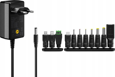 Karikues universal Goobay Universal Power Supply, 36W, me dalje që e rregullon vetë, i zi