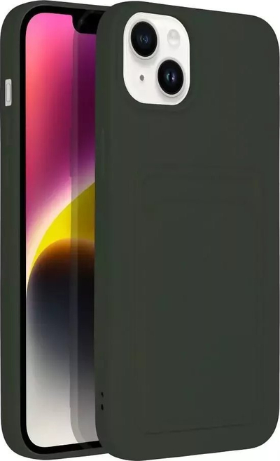 Mbrojtëse telefoni Forcell Card Case për iPhone 14 Plus, silikoni, me xhep kartash, jeshile e errët