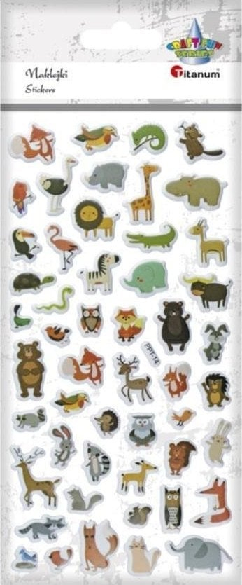 Ngjitëse 3D dekorative Titanum Convex Soft Stickers Animals Mix, motive kafshësh, shumëngjyrëshe
