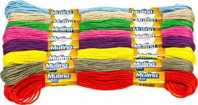 Fije qëndisjeje Brewis Mulina Pastel, set, 8m, ngjyra të përziera