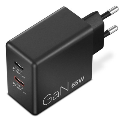 Karikues Lenovo Dual USB C GaN, 65W, prizë EU, i zi