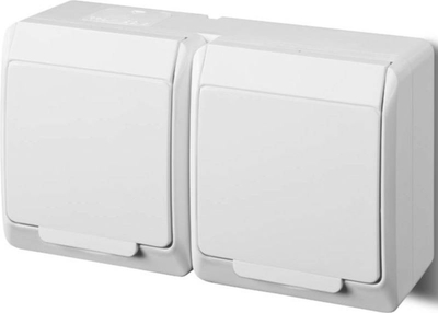 Prizë dyshe Elektro-Plast HERMES, 2P+E SCHUKO, IP44, e bardhë