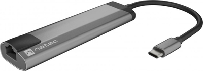 Stacion USB C Natec Fowler Go NMP 1985, HDMI, RJ 45, gri