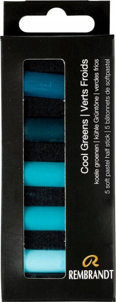 Set pastelësh të butë Rembrandt Soft Pastels Cool Greens, 5 copa