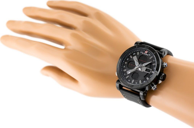 Orë dore Naviforce, kronograf analog-dixhital, me rrip lëkure të zezë
