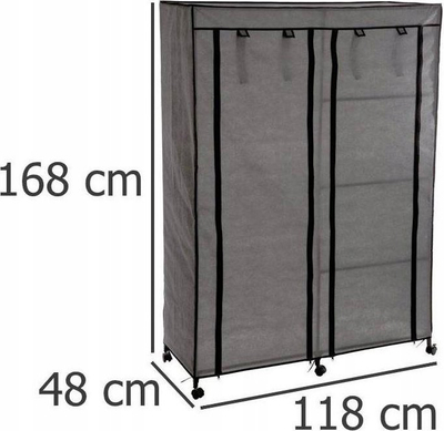 Garderobë tekstile 5five Simple Smart, 118x48x168 cm, metal dhe poliester, e zezë