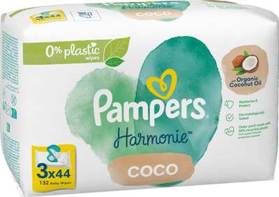 Lecka të lagura Pampers Harmonie Coco, 3x44 copë, vaj kokosi