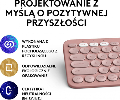 Тастатура Logitech Pebble, wireless, US INTL, розева