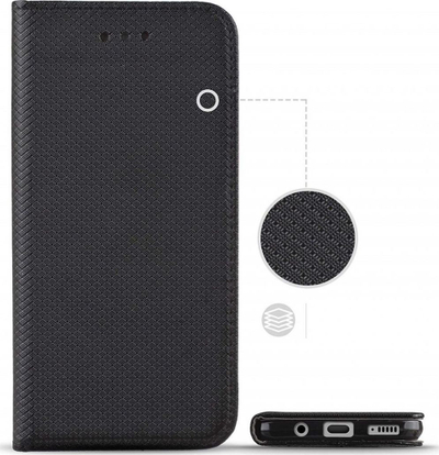 Kabllo magnet Samsung A22 4G M22, tip libër, me mbajtëse kartash, e zezë