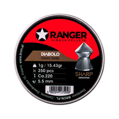 Fishekë ajri Ranger Diabolo Classic Sharp, 5.5 mm, 1 g, 250 copë