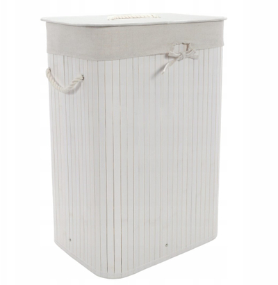 Shportë rrobash Songmics ZORA, bambu, 72L, e bardhë