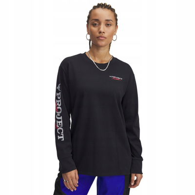 Bluzë me mëngë të gjata për femra Under Armour Project Rock W LS Campus T Q1, pambuk dhe poliester, print i shumëfishtë, e zezë
