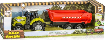 Traktor lodër me rimorkio Daffi, 29 cm, me drita edhe zë, jeshil me të kuqe