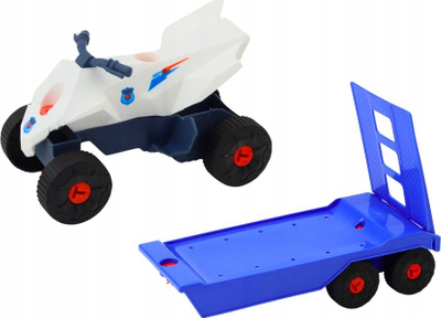 Set lodrash me makinë moderne, quad bike edhe kamion tërheqës, blu