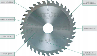 Teh sharre rrethore Hikoki 752438, 190x30 mm, 48 dhëmbë, ngjyrë argjendtë