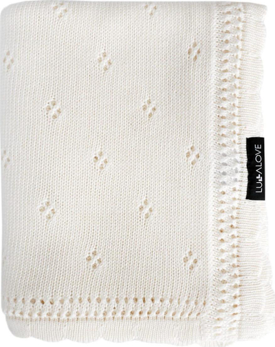 Batanije për bebe LullaLove Daisy Coconut, 80x100cm, bambus dhe pambuk, e bardhë krem