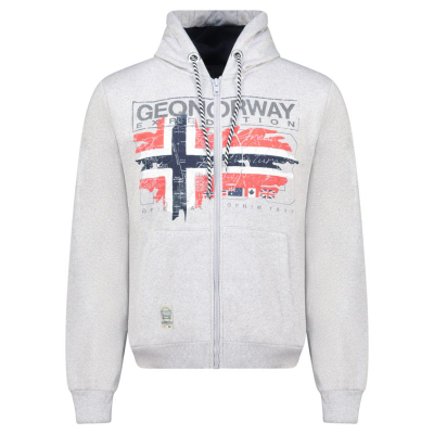 Дуксер со капче Geographical Norway Grusty Blended DB, памук полиестер, сива мешана