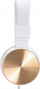 Kufje HP DHH-1206 me mikrofon, me rrotë volum, 3.5mm, të bardha me gold